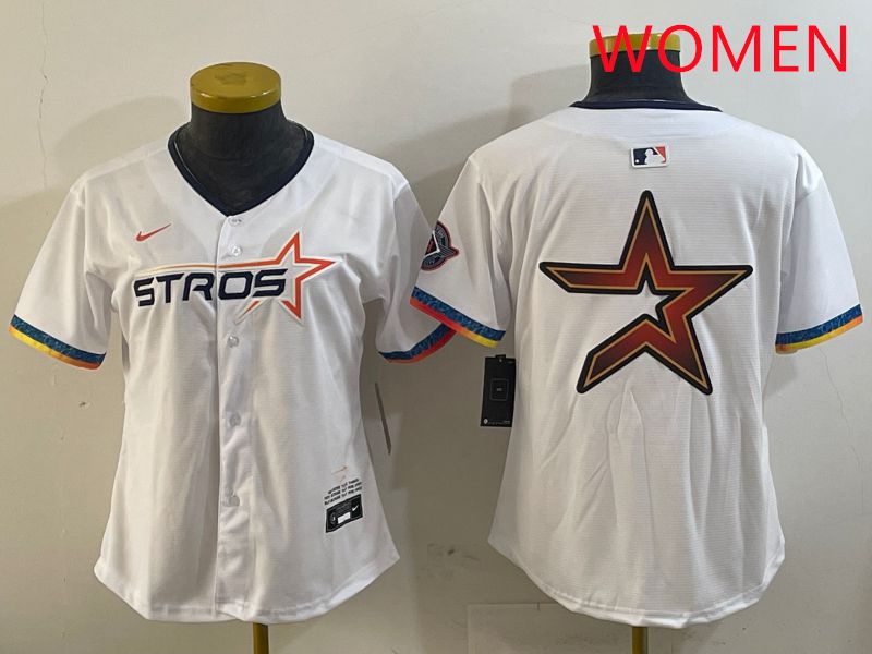Women Houston Astros Blank White Fourth generation Joint Name 2025 Nike MLB Jersey style 9->women mlb jersey->Women Jersey